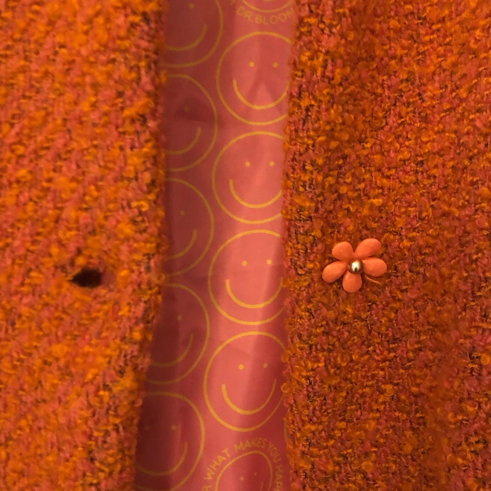 Orange Boucle Wool Coat